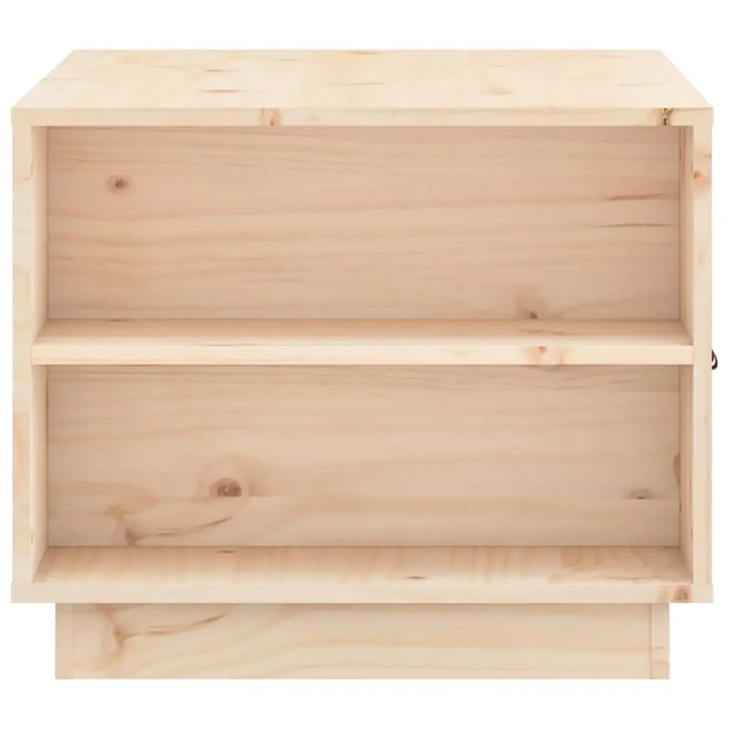 Brown Solid Pine Wood Coffee Table with Storage Compartment