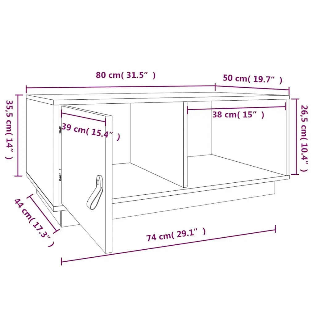 Coffee Table with Storage Compartments, 80x50x35.5 cm