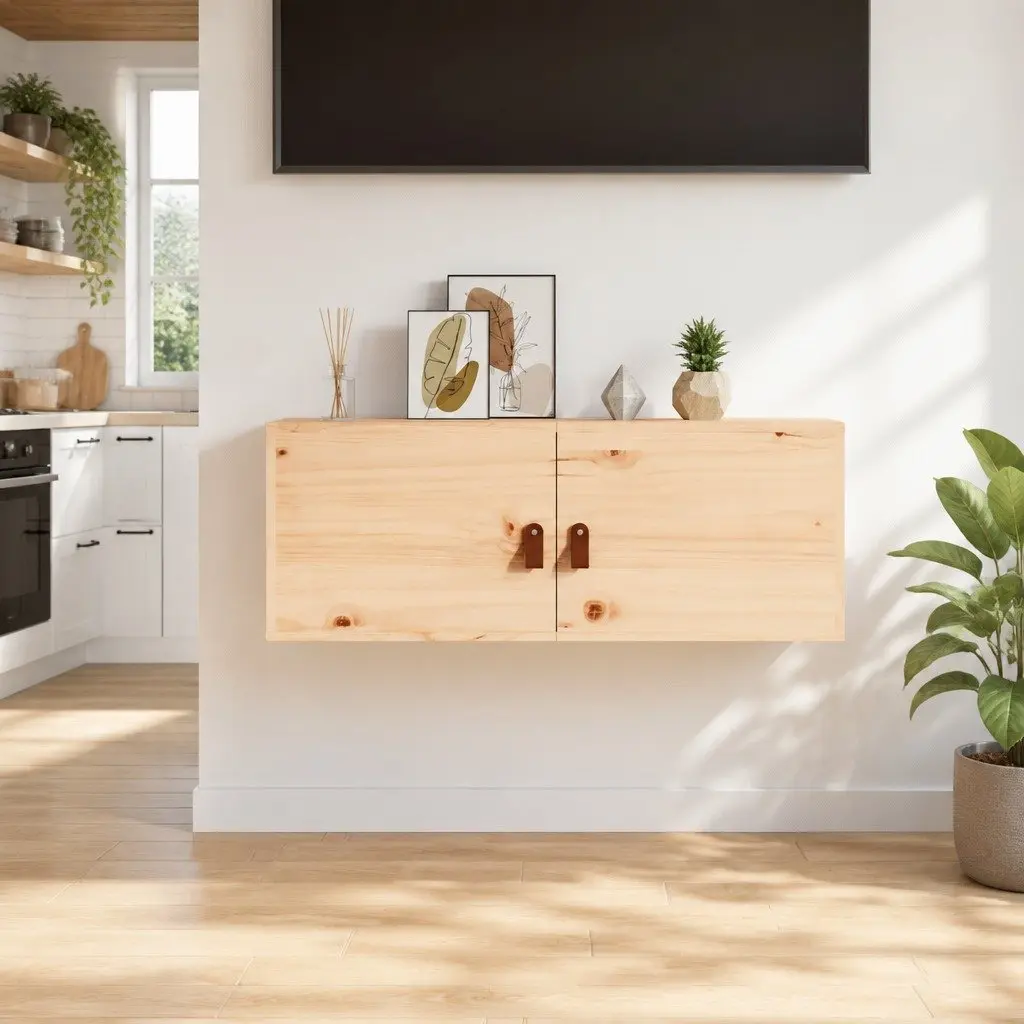 Solid Pine Wood Wall Cabinet 80x30x30 cm in Brown