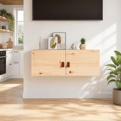 Solid Pine Wood Wall Cabinet 80x30x30 cm in Brown