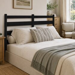 141cm Black Slatted Pine Bed Headboard - Quality Design