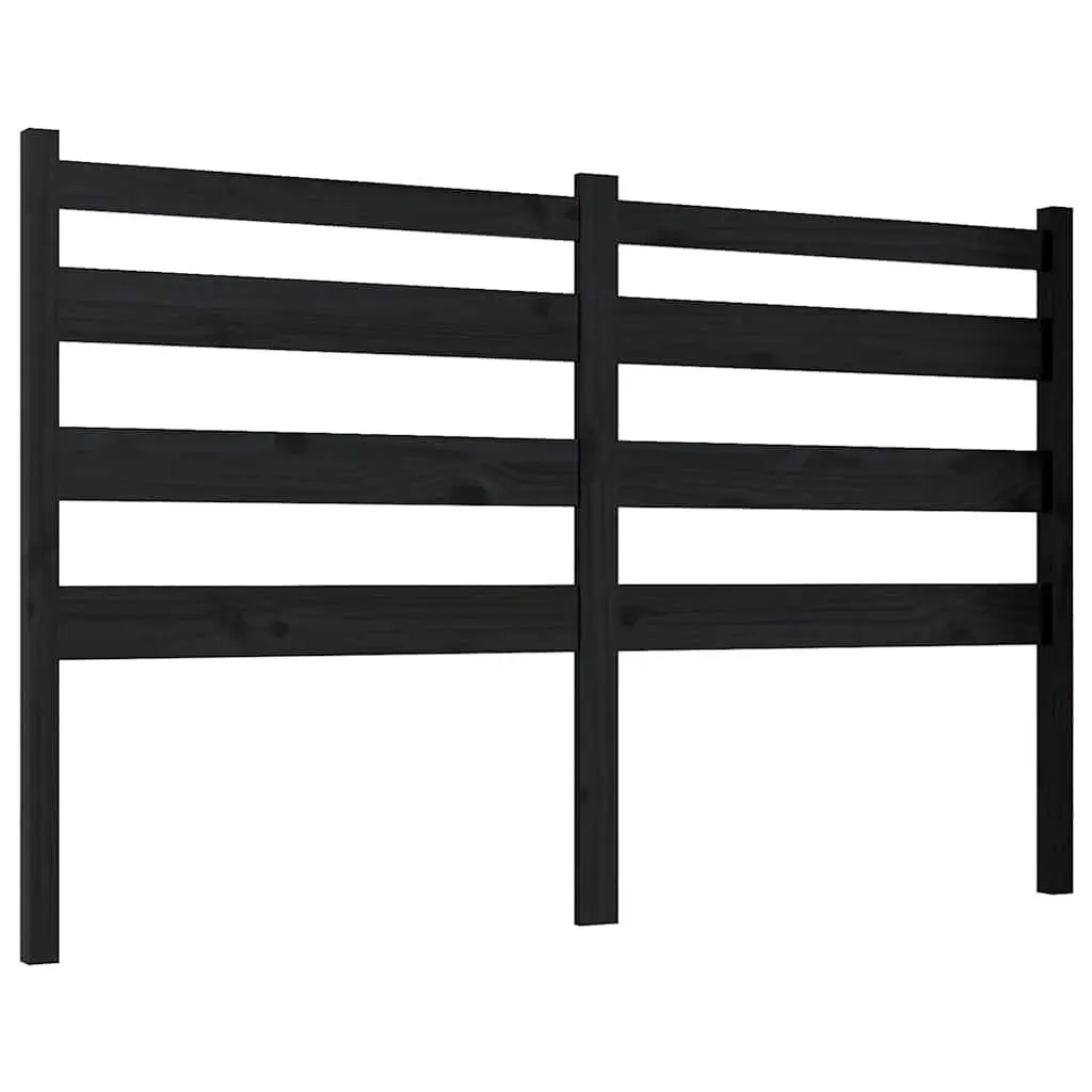 Bed Headboard Black 186 cm Solid Wood Pine Slatted Design Modern Bedroom