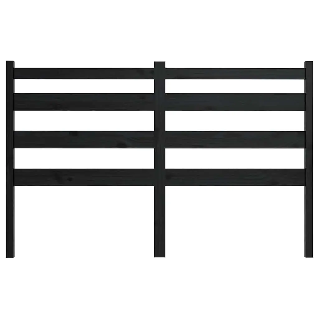 Bed Headboard Black 186 cm Solid Wood Pine Slatted Design Modern Bedroom