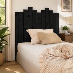 Bed Headboard 96 cm Black Solid Pine Wood Bedroom Furniture Wall Mount