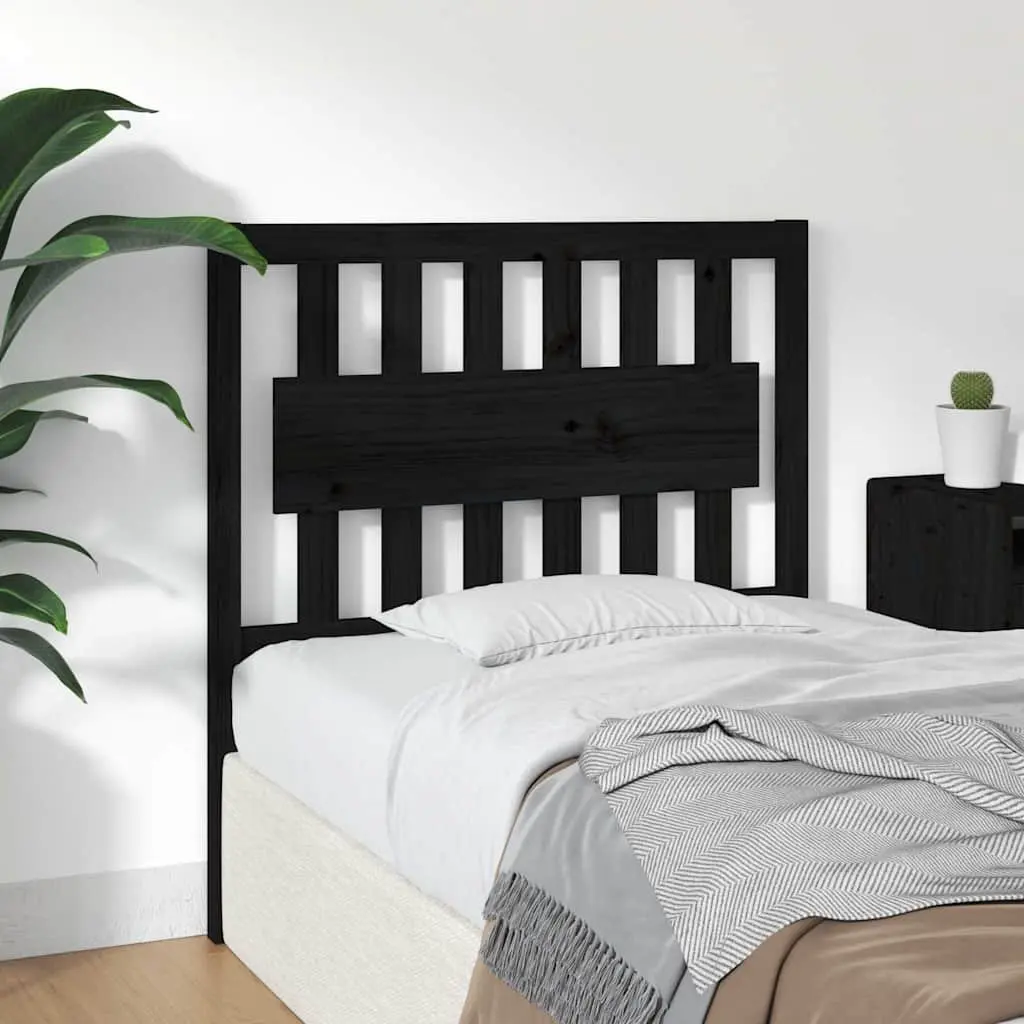 Bed Headboard 95.5cm Black Solid Pine Wood Rustic Wooden Bedroom Backrest