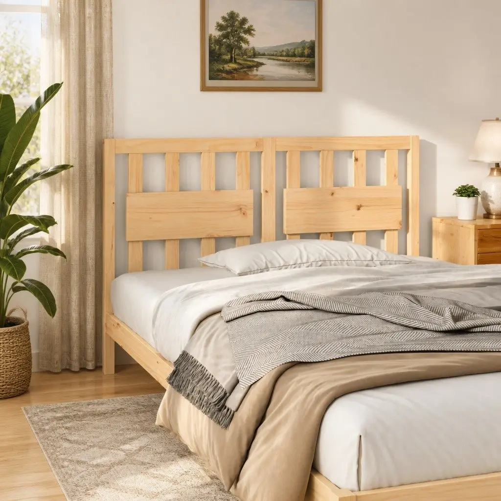 Solid Pine Wooden Bed Headboard 140.5 cm Brown