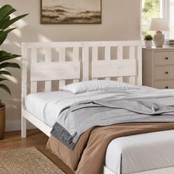 Bed Headboard White 140.5cm Solid Pine Wood Bedroom Furniture Rustic Design