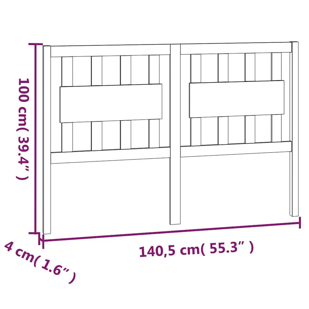 Bed Headboard White 140.5cm Solid Pine Wood Bedroom Furniture Rustic Design