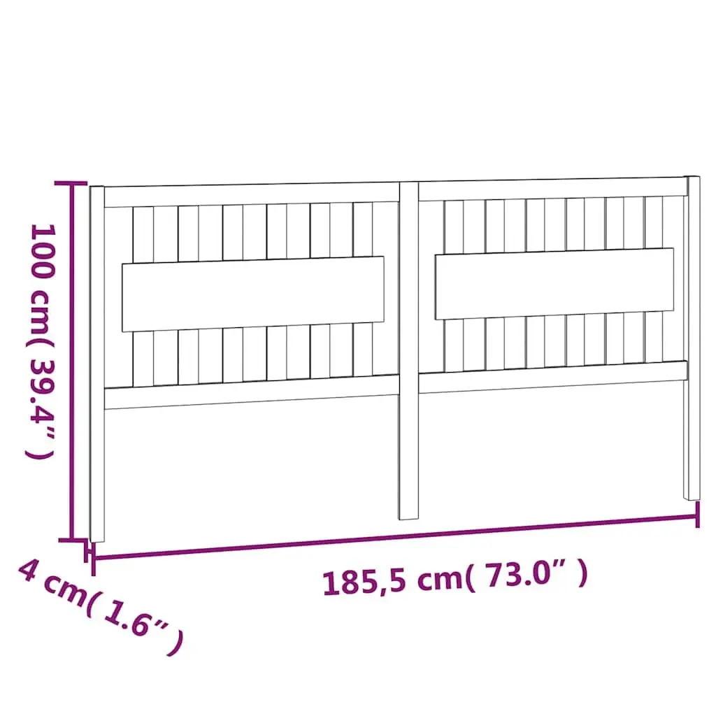 Solid Pine Wood Bed Headboard in White 185.5 cm