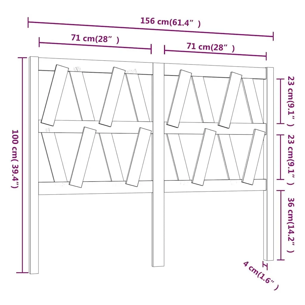 Black 156cm Wooden Slatted Bed Headboard