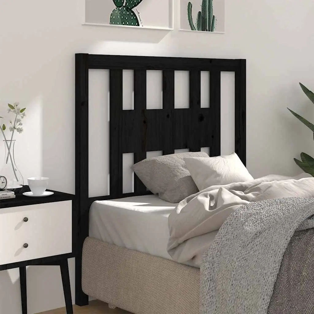 Black Solid Wood Pine Headboard 96 cm for Bed Frames