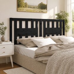 Stylish Solid Pine Wood Headboard 141 cm Black