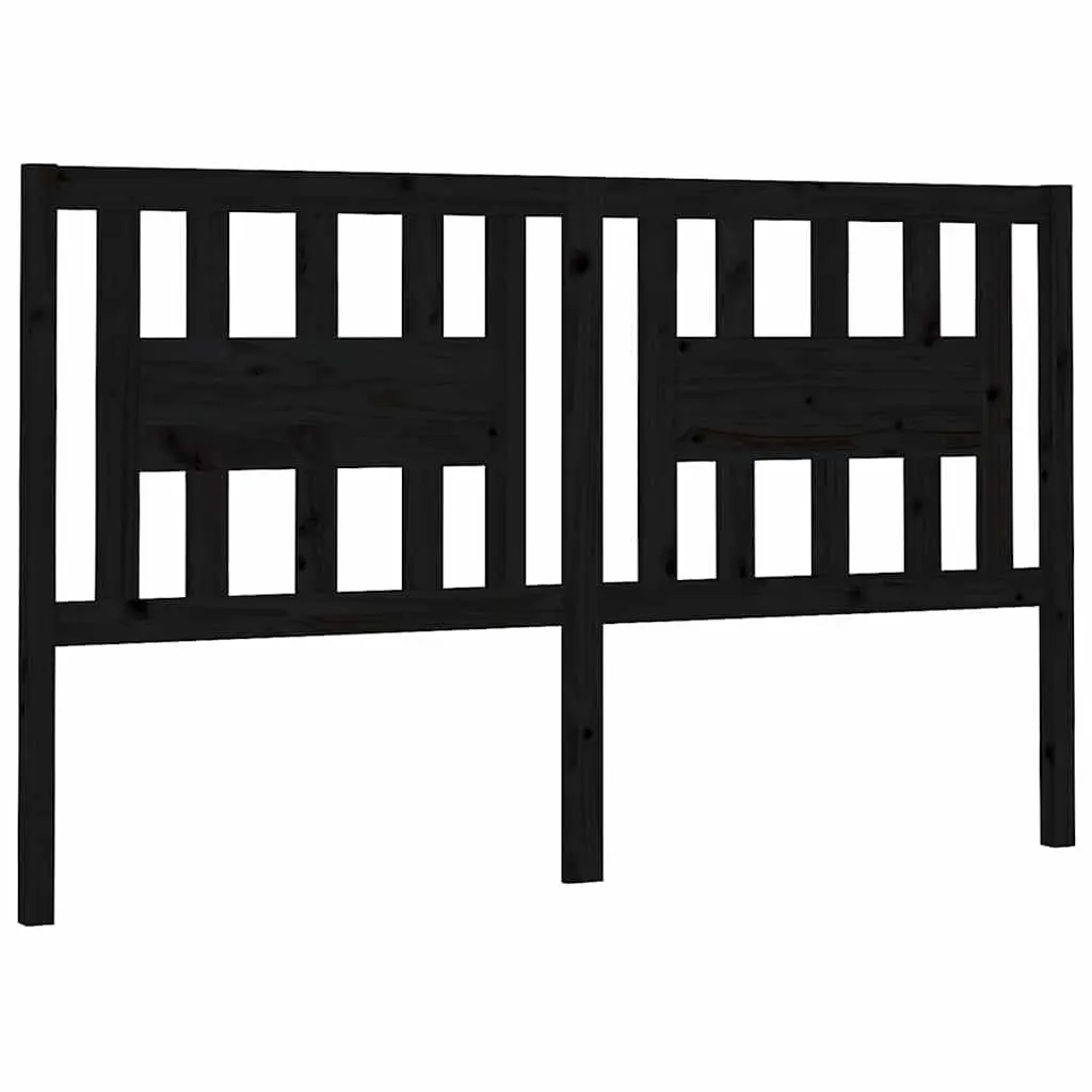 Solid Pine Wood Headboard 141 cm Black