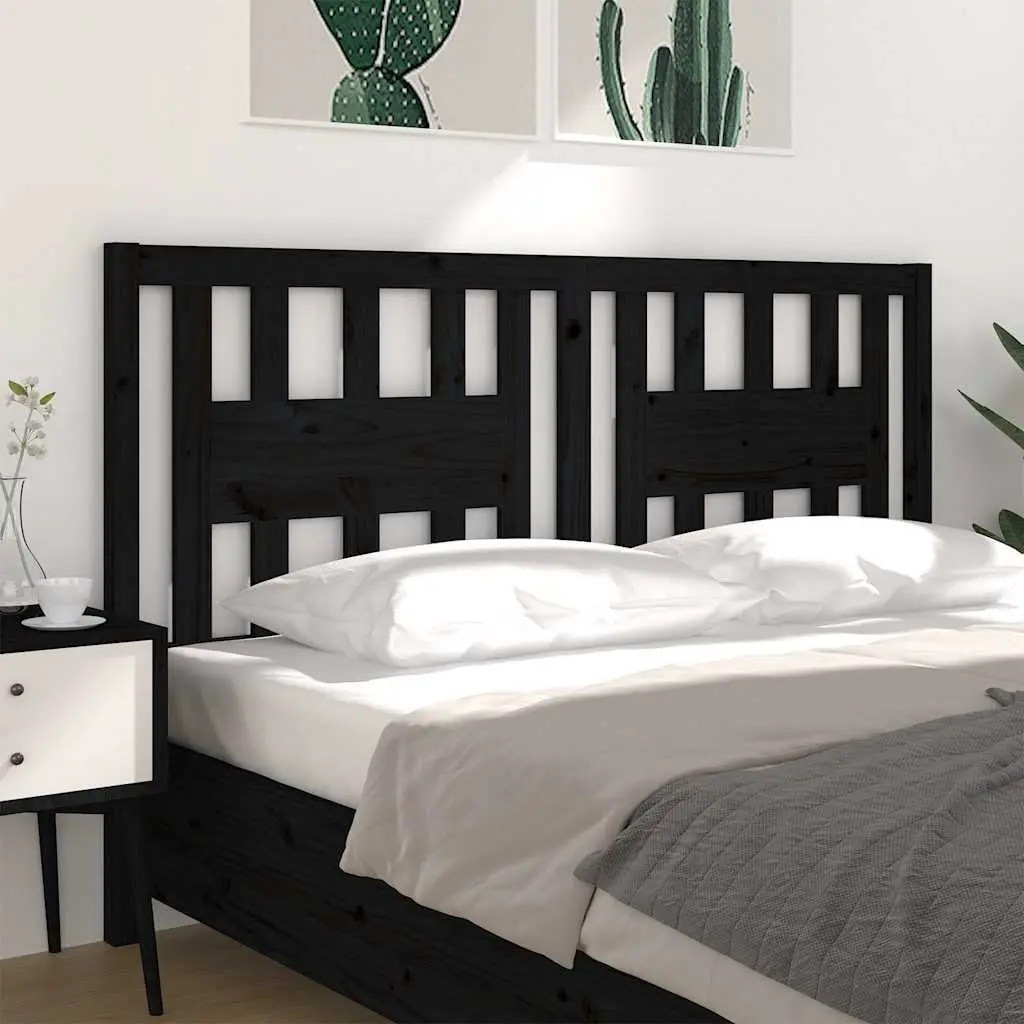 Solid Pine Wood Headboard 141 cm Black
