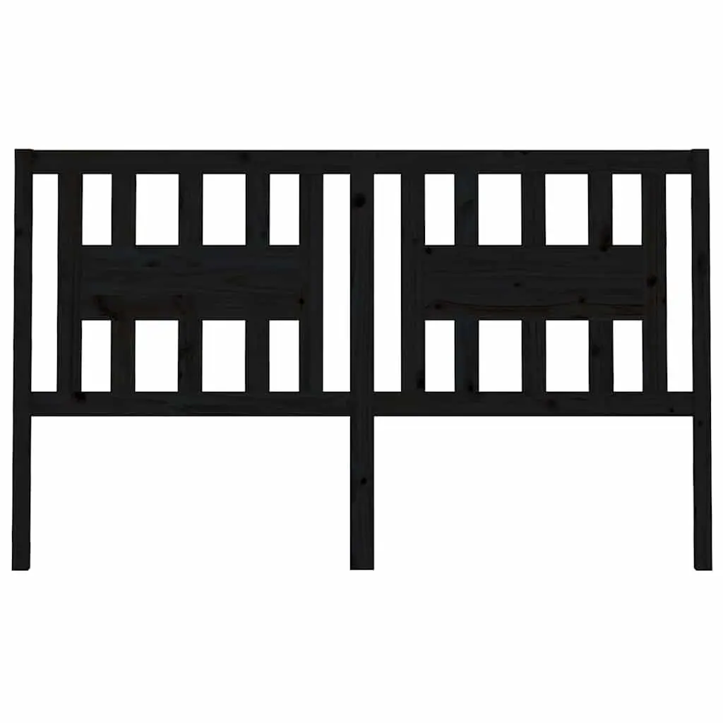Solid Pine Wood Headboard 141 cm Black