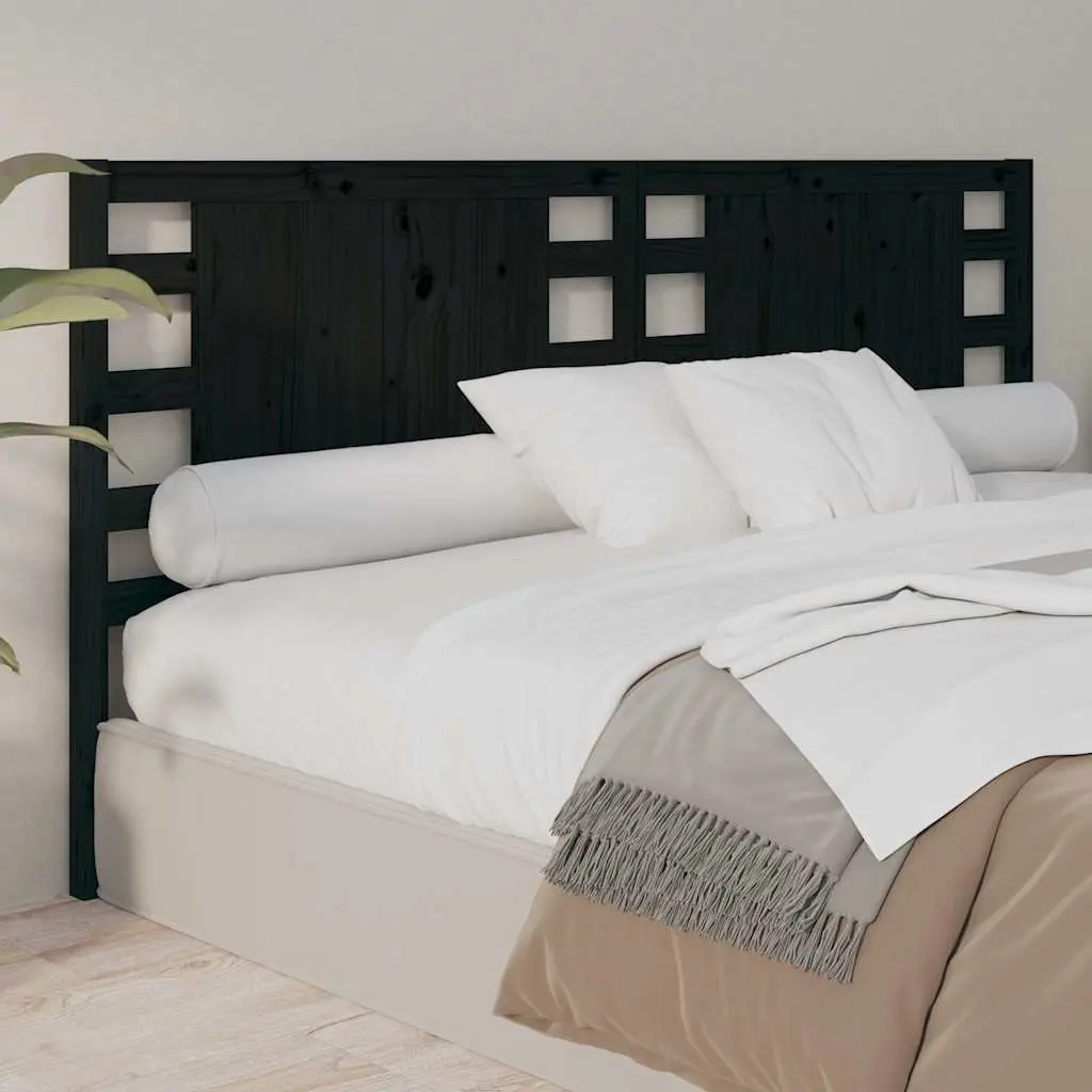 Headboard Black 141 cm Solid Wood Pine Bed Frame Bedroom Furniture Support