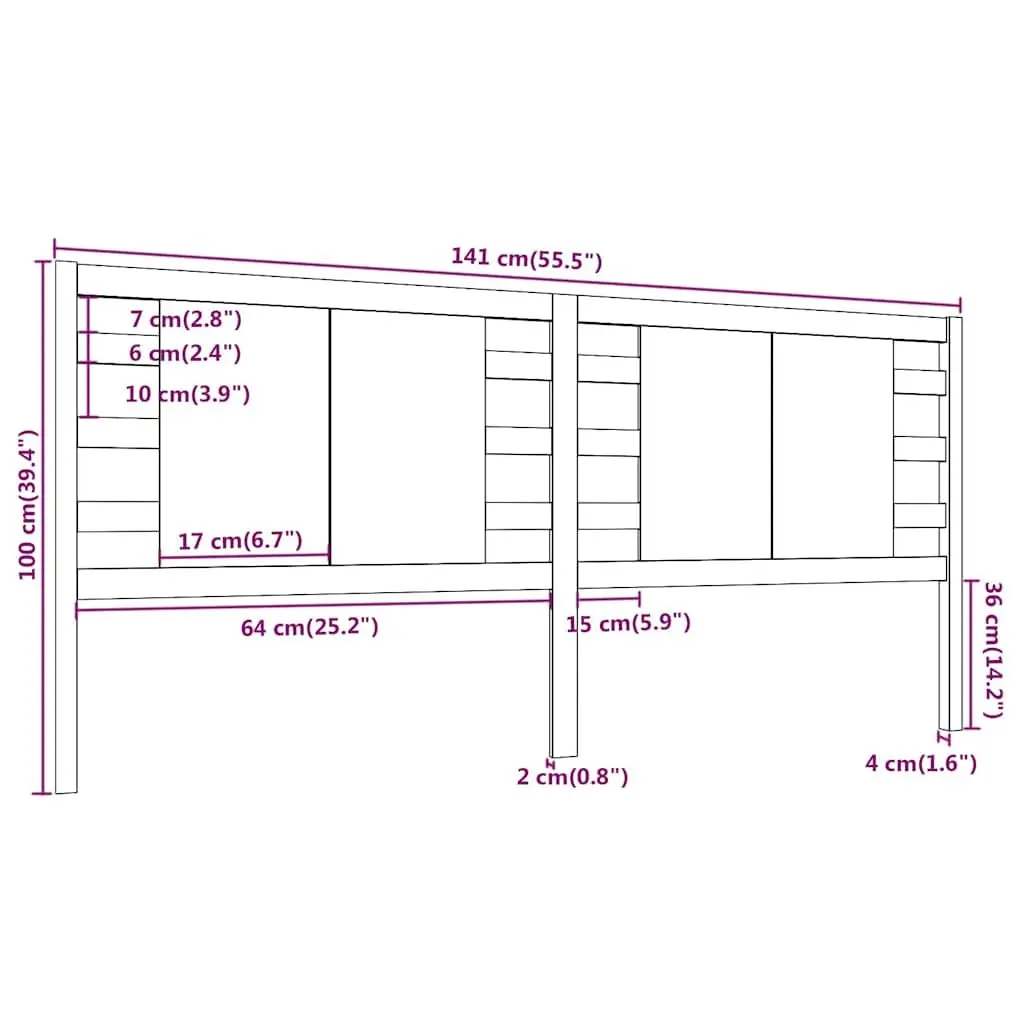 Headboard Black 141 cm Solid Wood Pine Bed Frame Bedroom Furniture Support