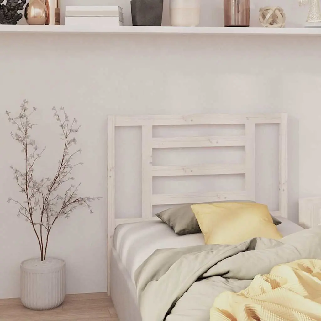 White Bed Headboard in Solid Pine Wood