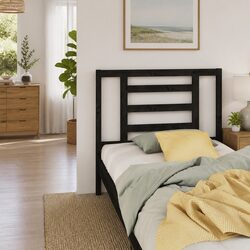 Solid Wood Black Headboard 96 cm for Modern Beds