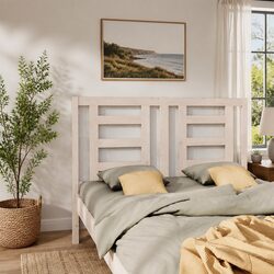 Stylish Solid Pine Wood Bed Headboard in White