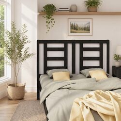 Stylish Black Solid Wood Pine Headboard 141 cm