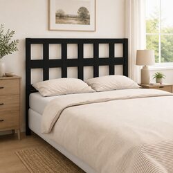 Solid Pine Wood Black Headboard 185.5cm for Your Bed