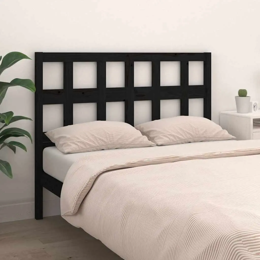 Bed Headboard 185.5cm Black Solid Pine Wood Rustic Bedroom Furniture Wall Mount