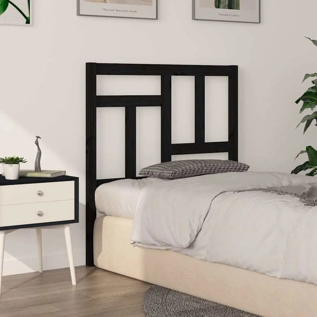 Solid Pine Wood Black Bed Headboard 95.5cm