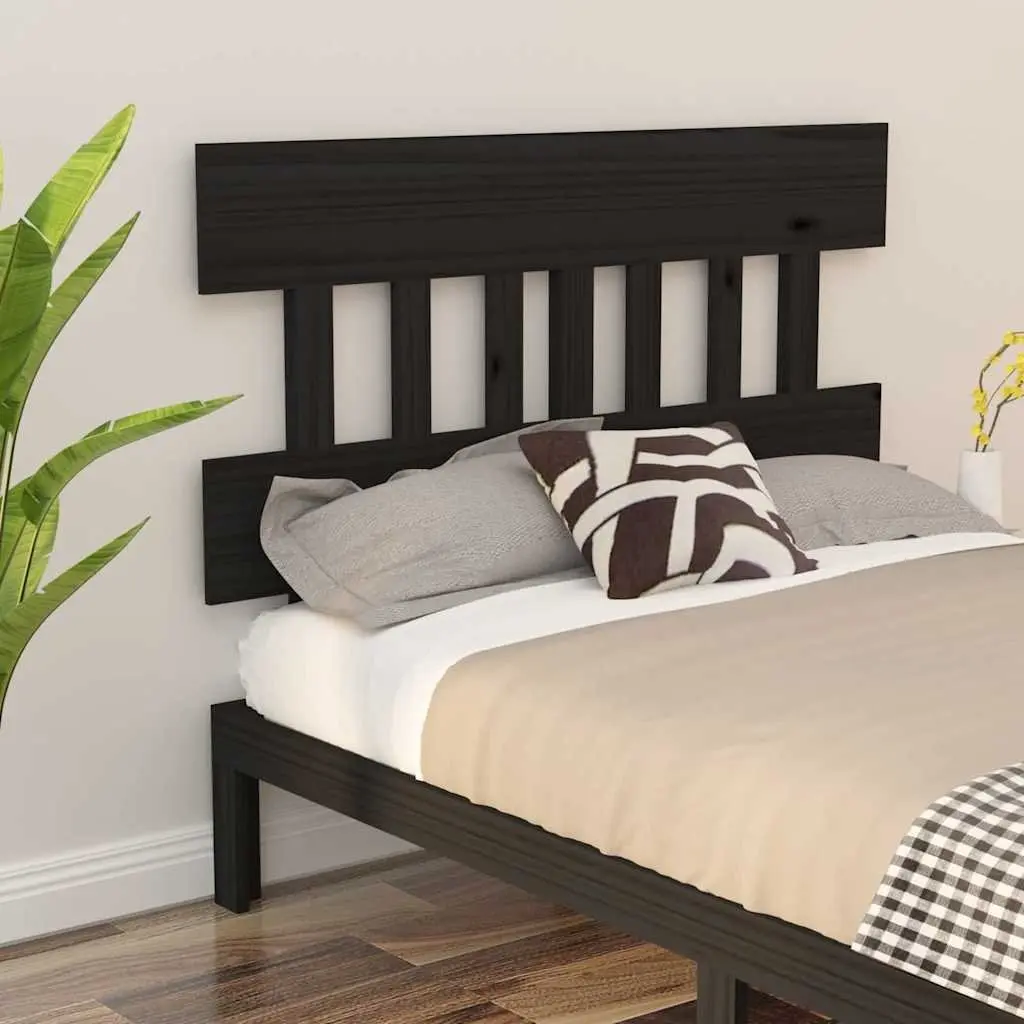 Solid Pine Wood Bed Headboard 138.5 cm Black Rustic Charm