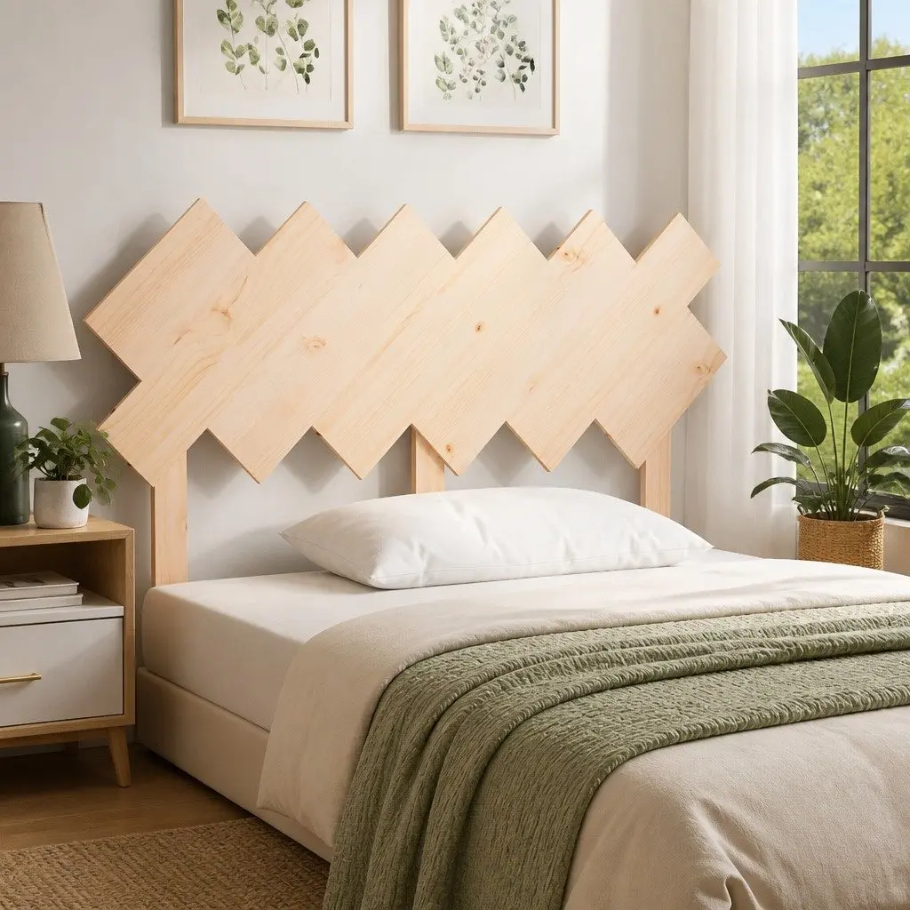 Solid Pine Wood Bed Headboard 132 cm Brown