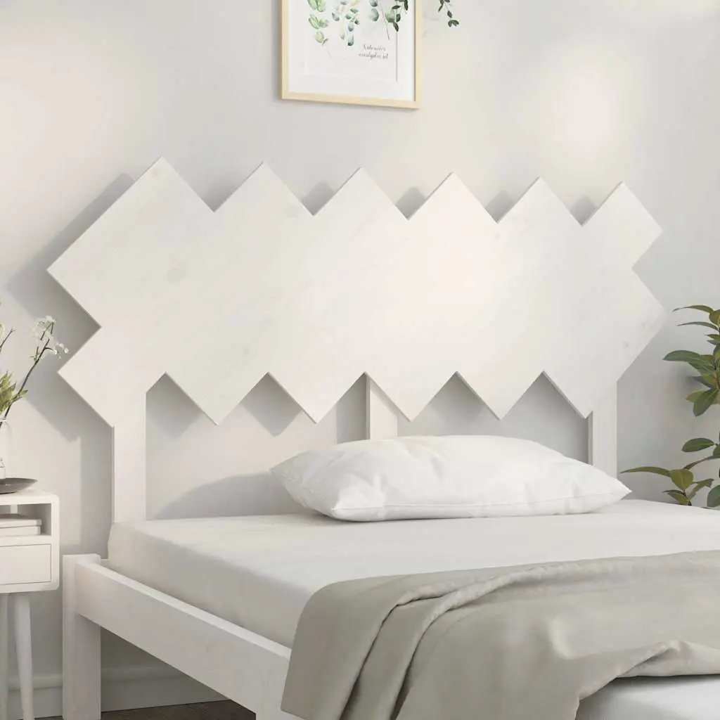 Solid Pine Wood Bed Headboard in White, 132 cm