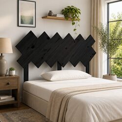 Bed Headboard Black 132cm Solid Wood Pine Rustic Bedroom Furniture Support