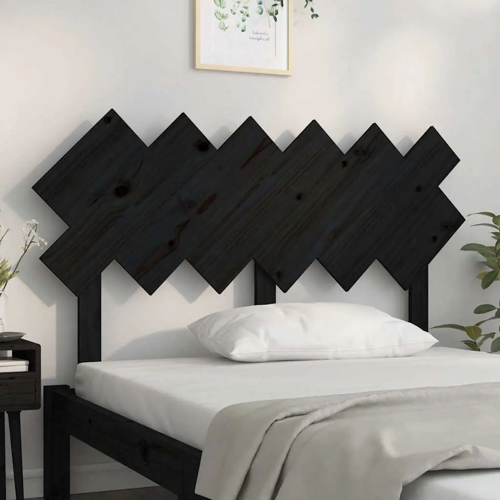 Bed Headboard Solid Wood Pine 132cm Black Rustic