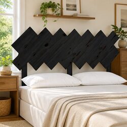 Solid Pine Wood Black Bed Headboard 151.5 cm