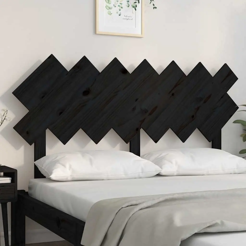Solid Pine Wood Black Bed Headboard 151.5 cm