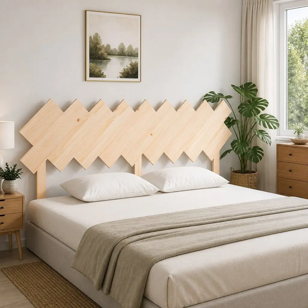 Rustic Brown Wooden Bed Headboard 178cm in Pine