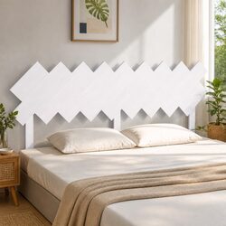 White Solid Pine Wood Bed Headboard 178cm Rustic Style