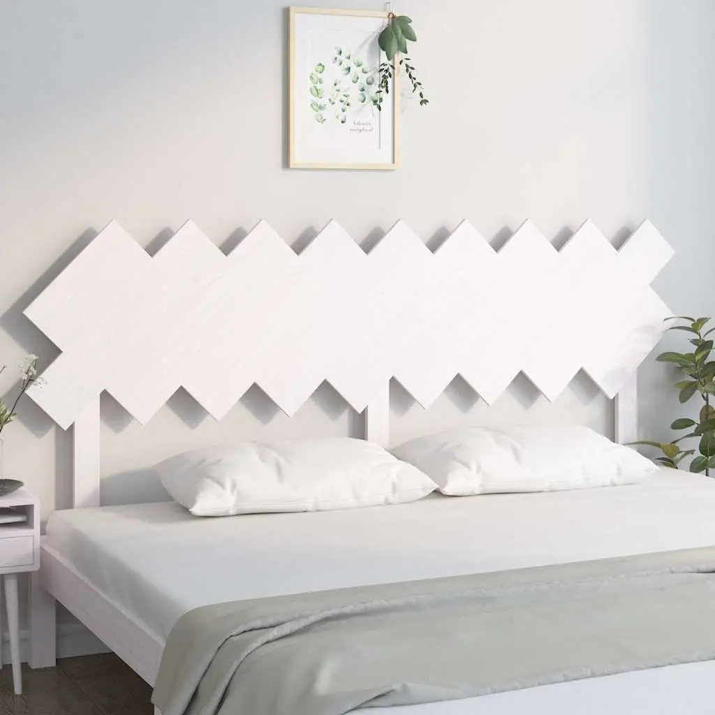 White Solid Pine Wood Bed Headboard 178cm Rustic Style