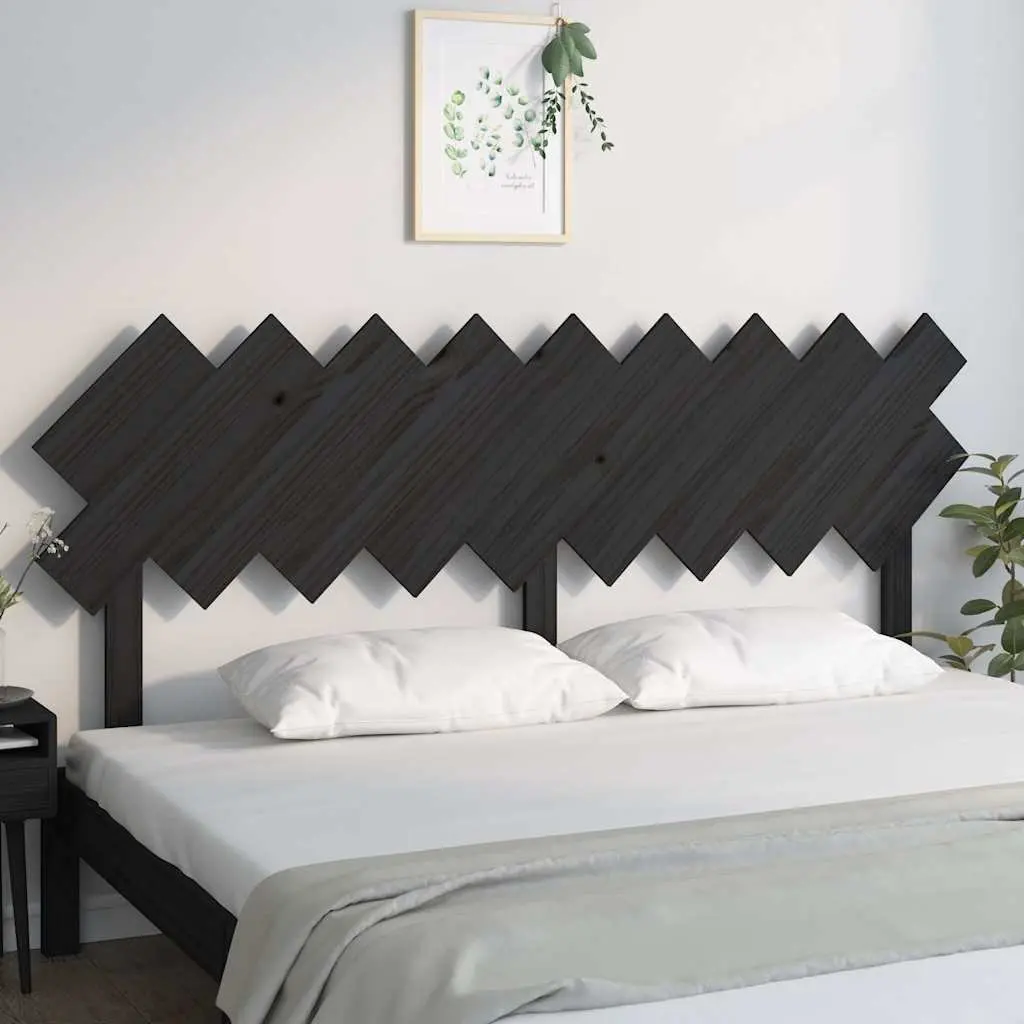 Black Solid Pine Bed Headboard 178 cm for Modern Bedrooms