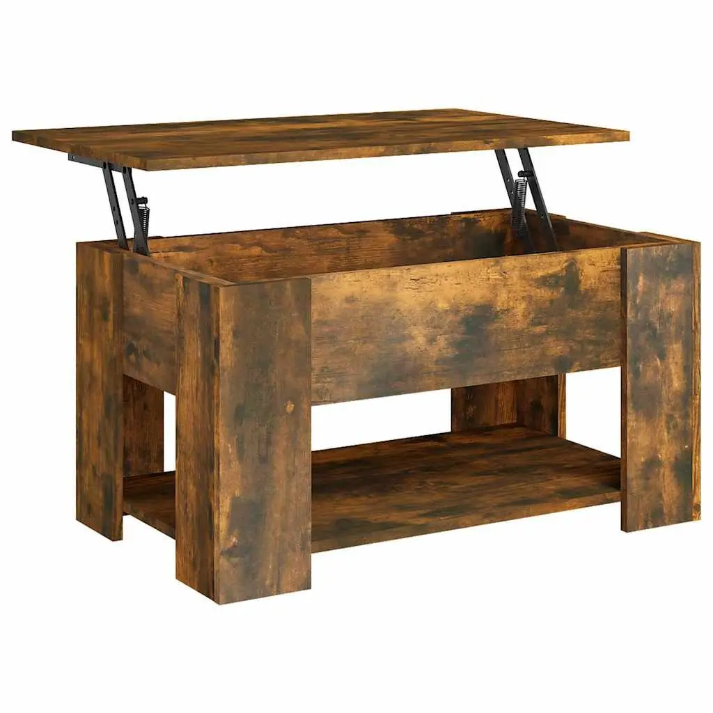 Brown Engineered Wood Coffee Table with Lift-Top Storage