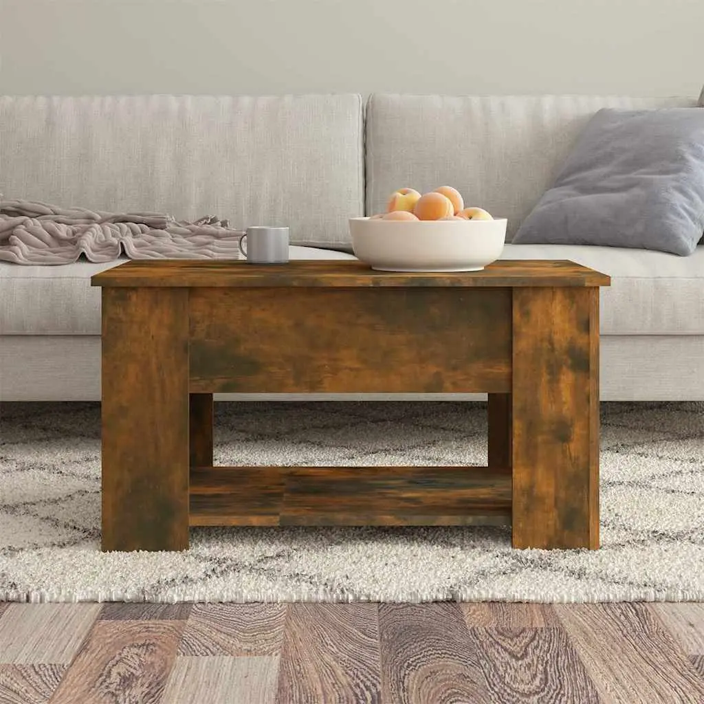 Brown Engineered Wood Coffee Table with Lift-Top Storage