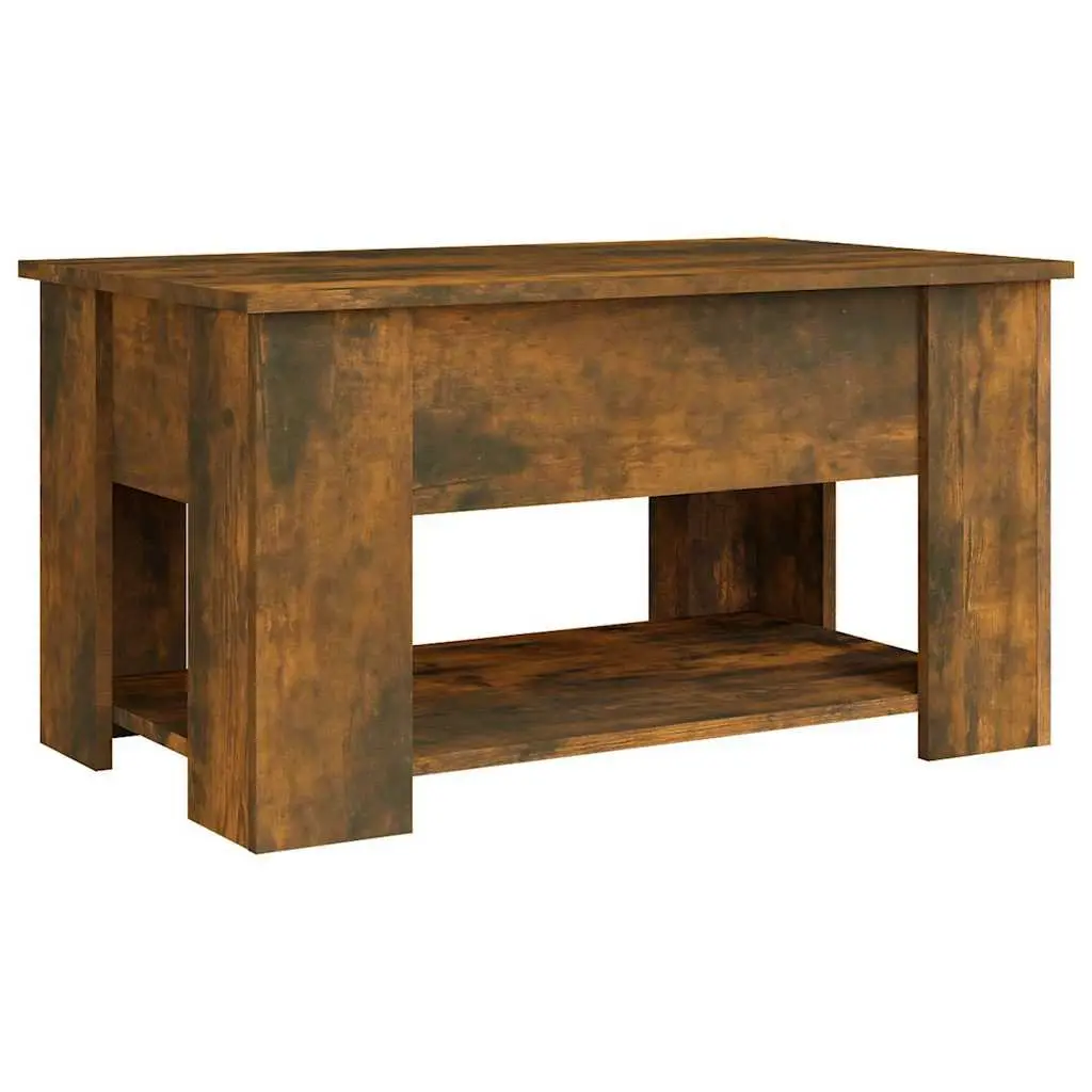 Brown Engineered Wood Coffee Table with Lift-Top Storage