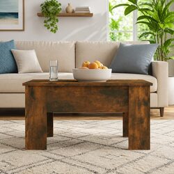 Modern Lift Top Coffee Table with Storage in Smoked Oak