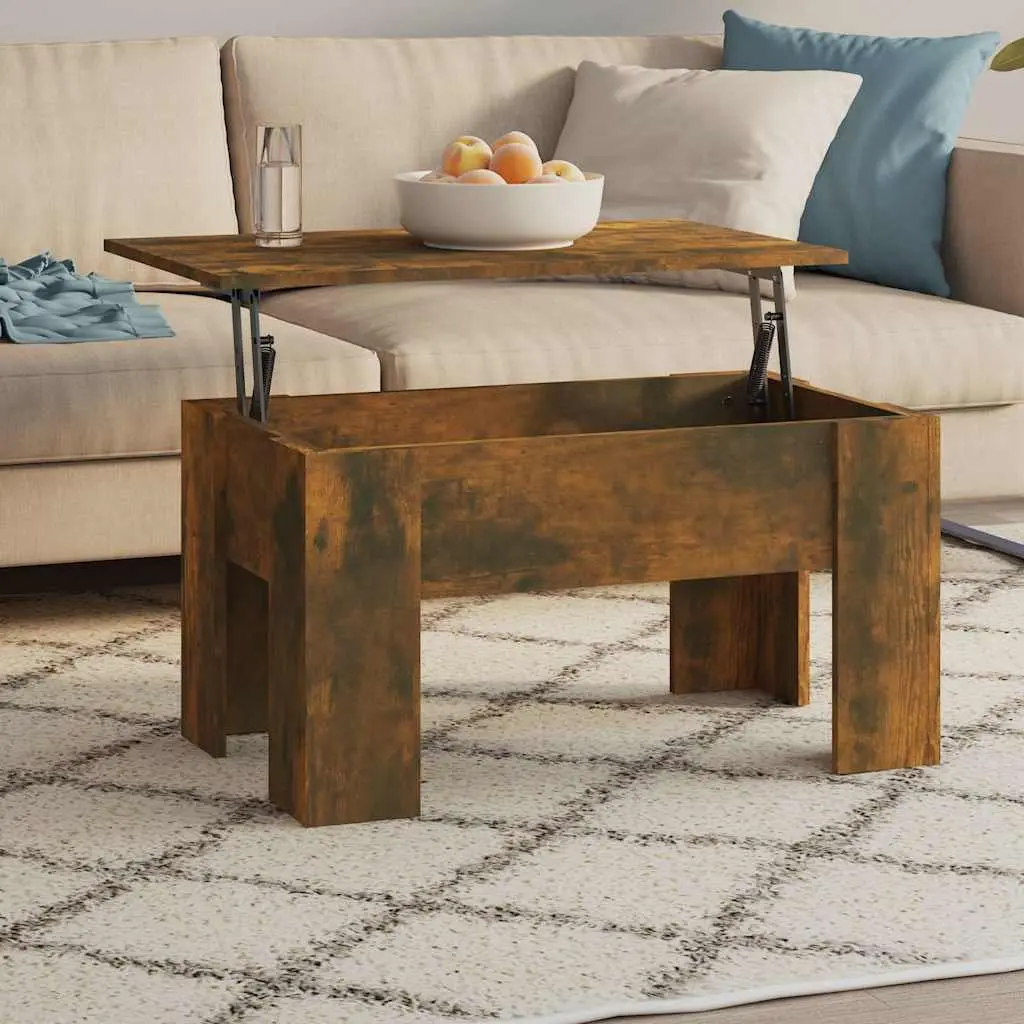 Coffee Table Engineered Wood 79 x 49 x 41 cm Smoked Oak Brown