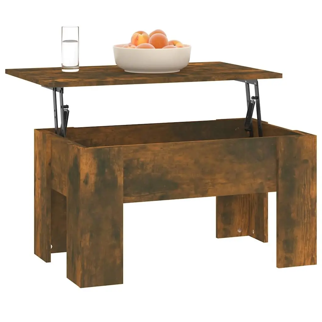 Coffee Table Engineered Wood 79 x 49 x 41 cm Smoked Oak Brown