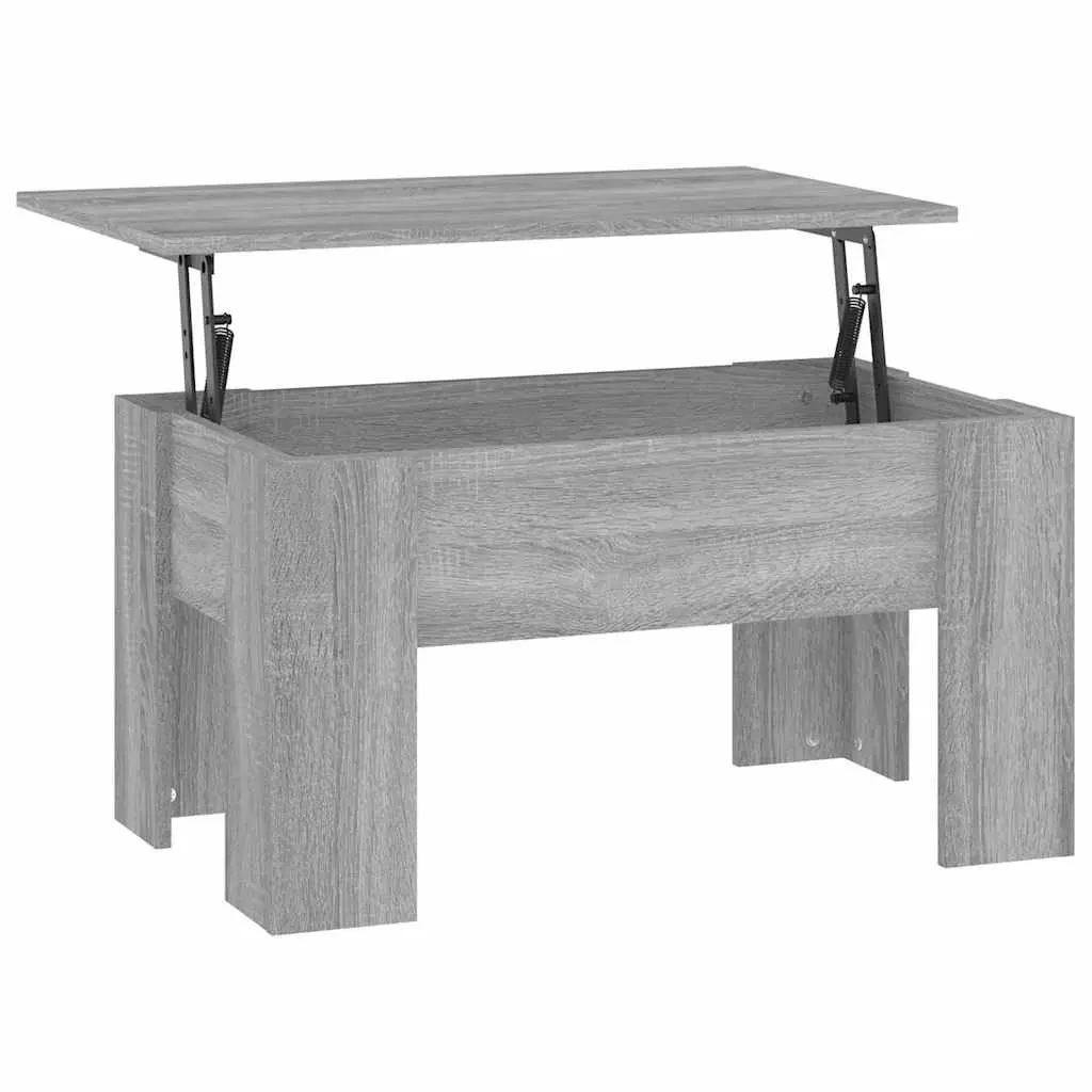 Coffee Table Lift-Top Grey Sonoma Storage Hidden Compartment Work Desk Furniture