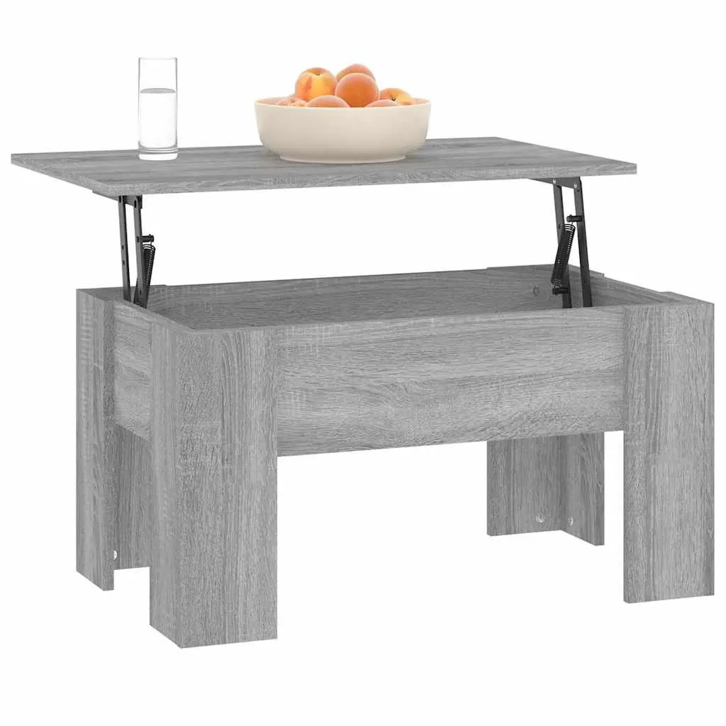Coffee Table Lift-Top Grey Sonoma Storage Hidden Compartment Work Desk Furniture
