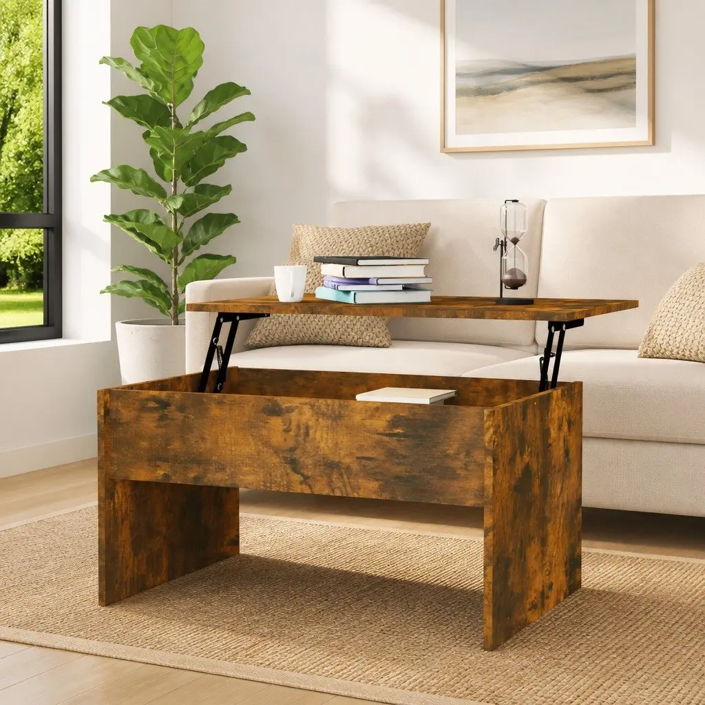 Smoked Oak Coffee Table with Lift Top Feature