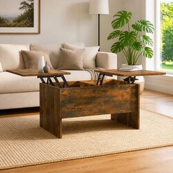 Stylish Coffee Table with Lift-Top Storage in Brown