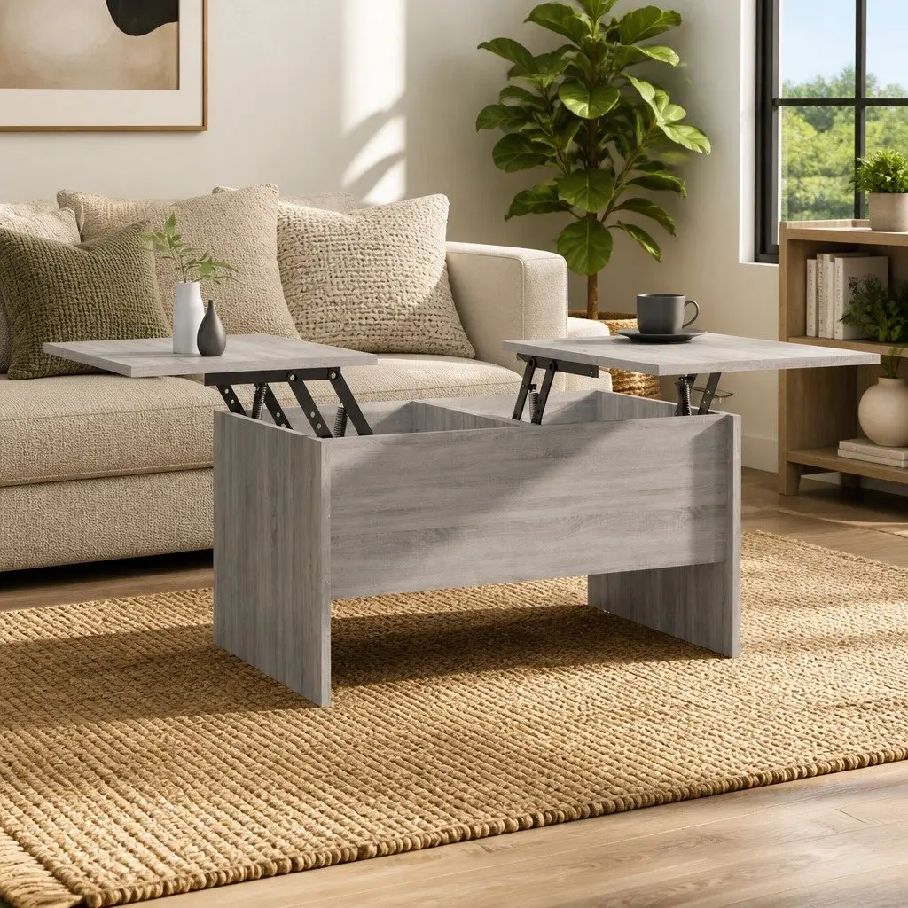 Adjustable Grey Sonoma Coffee Table with Storage Space